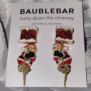 BaubleBar Hurry Down The Chimney Santa Chimney Earrings with Red and Gold